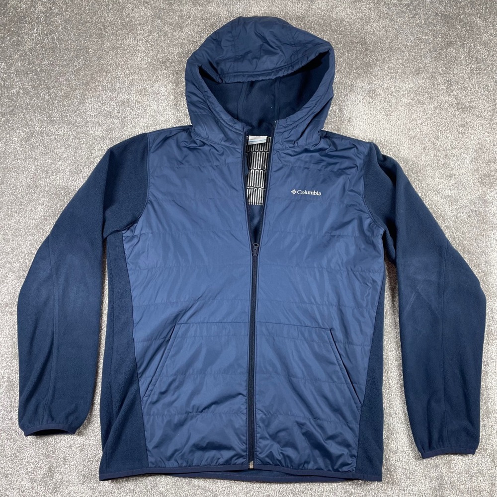 Columbia Jacket Mens Large Thermal Coil Fleece Insulated Hooded Zip Up Blue - Picture 1 of 14